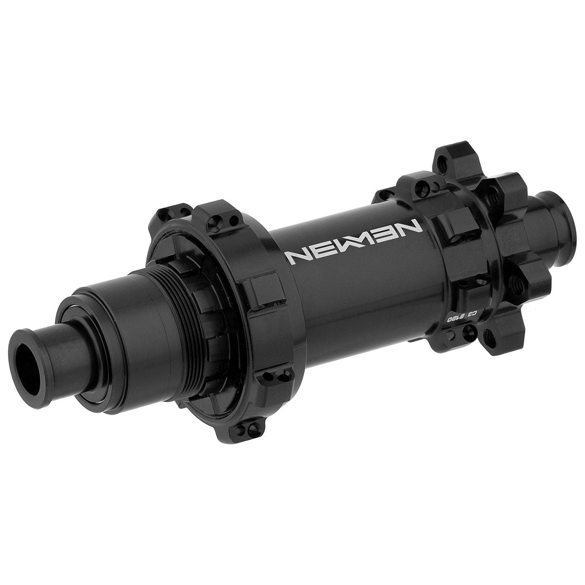 ZEITBIKE NEWMEN Fade MTB rear hub with black finish, durable bicycle hub for mountain biking, shown from side view.