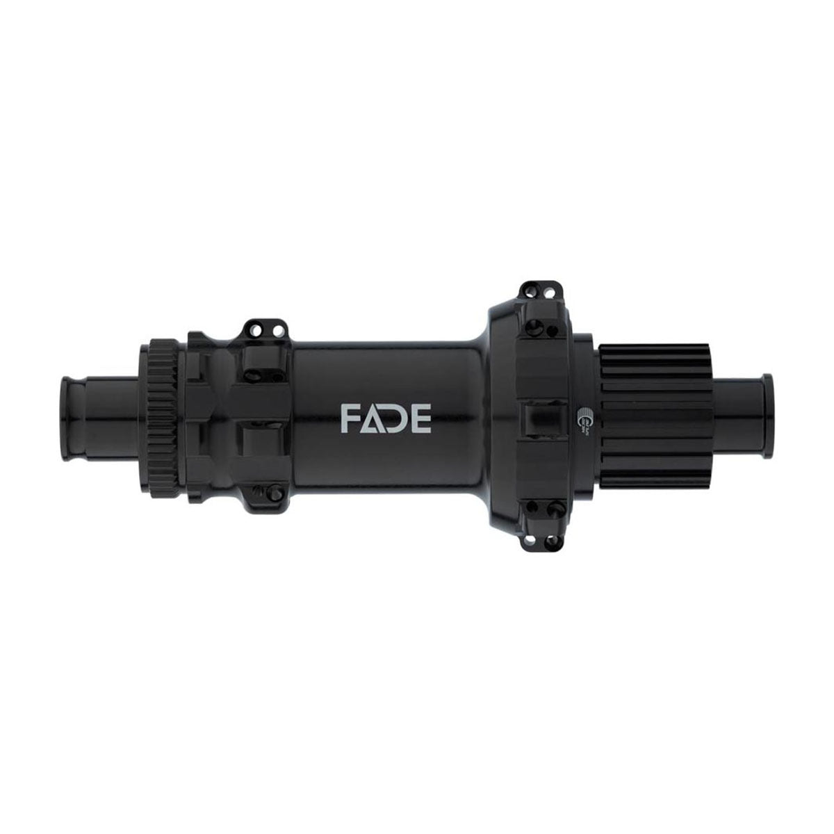 Rear fade MTB hub by ZEITBIKE, showing the black aluminum hub with detailed flanges and axle for mountain bike wheels.