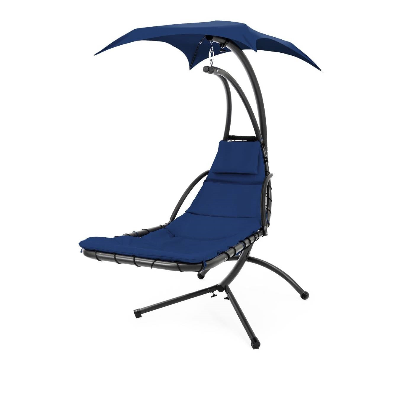 Navy Blue Single Person Sturdy Modern Chaise Lounger Hammock Chair Porch Swing - OVERLANDERS Outfitter