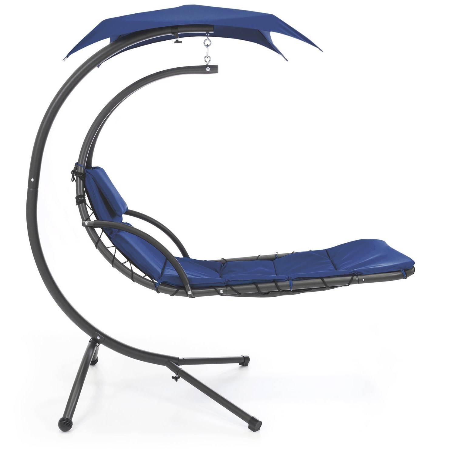 Navy Blue Single Person Sturdy Modern Chaise Lounger Hammock Chair Porch Swing - OVERLANDERS Outfitter