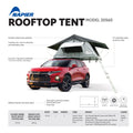 Backcountry Sportsman Napier rooftop tent set up on a vehicle, showing its durable fabric and spacious interior for camping adventures.