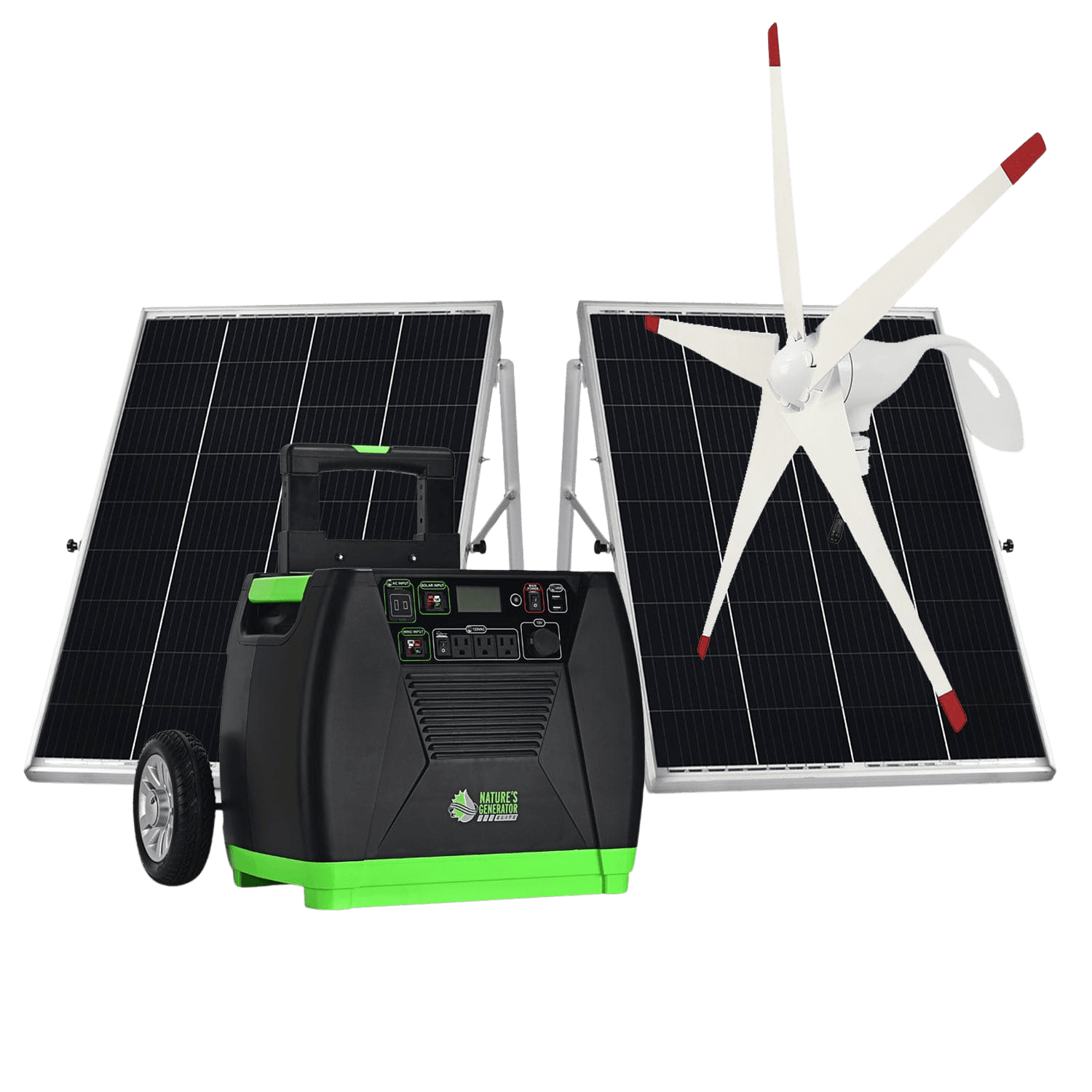 Nature's Generator Elite Gold WE System, portable renewable energy generator with digital display and power outlets.