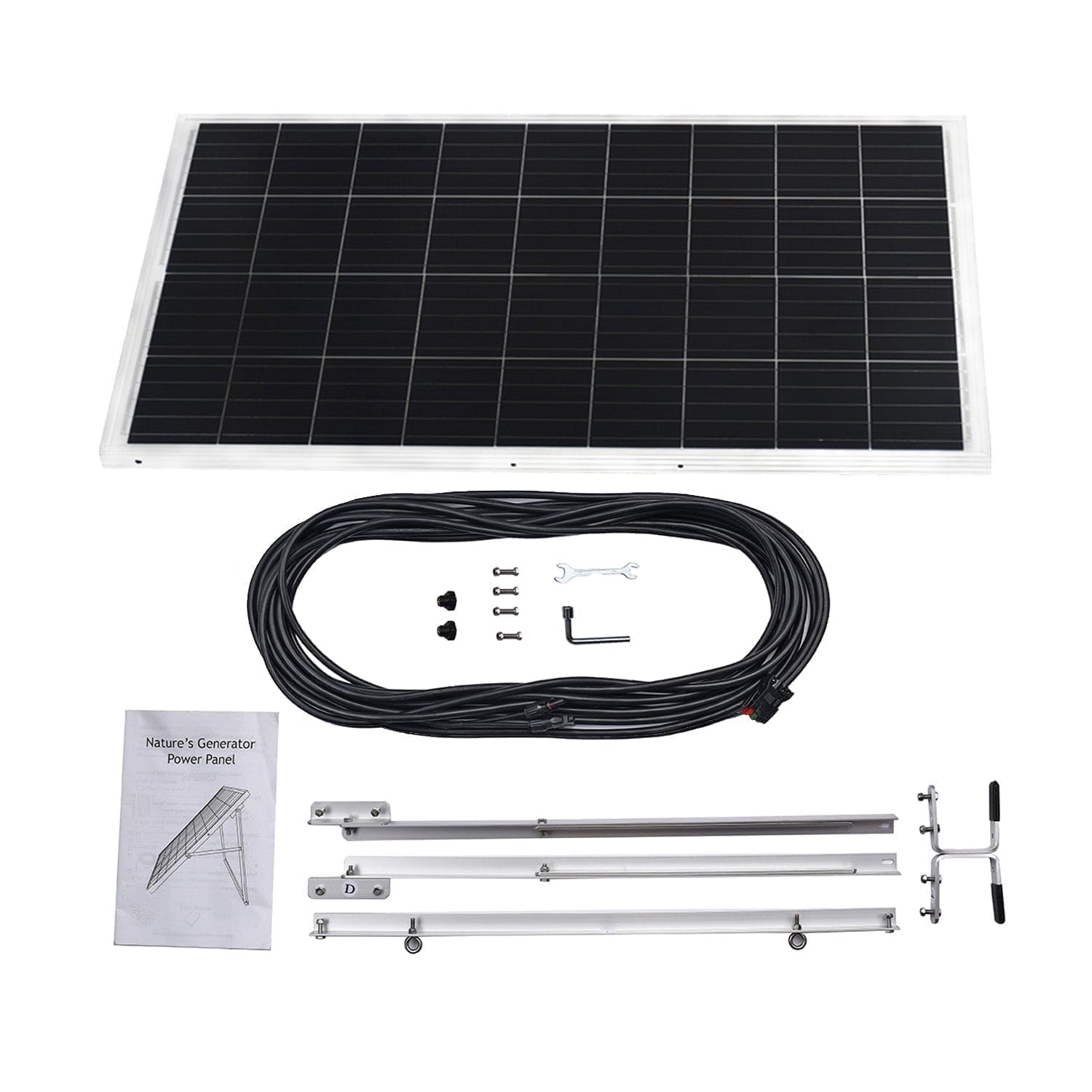 Nature's Generator Elite Gold power system with electronic components and solar panel parts for renewable energy storage.