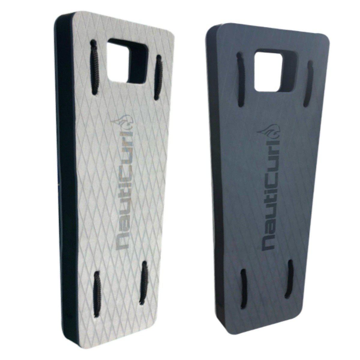 NautiFender flat boat fender made of EVA foam with a black and white design, used as a boat bumper for protection.