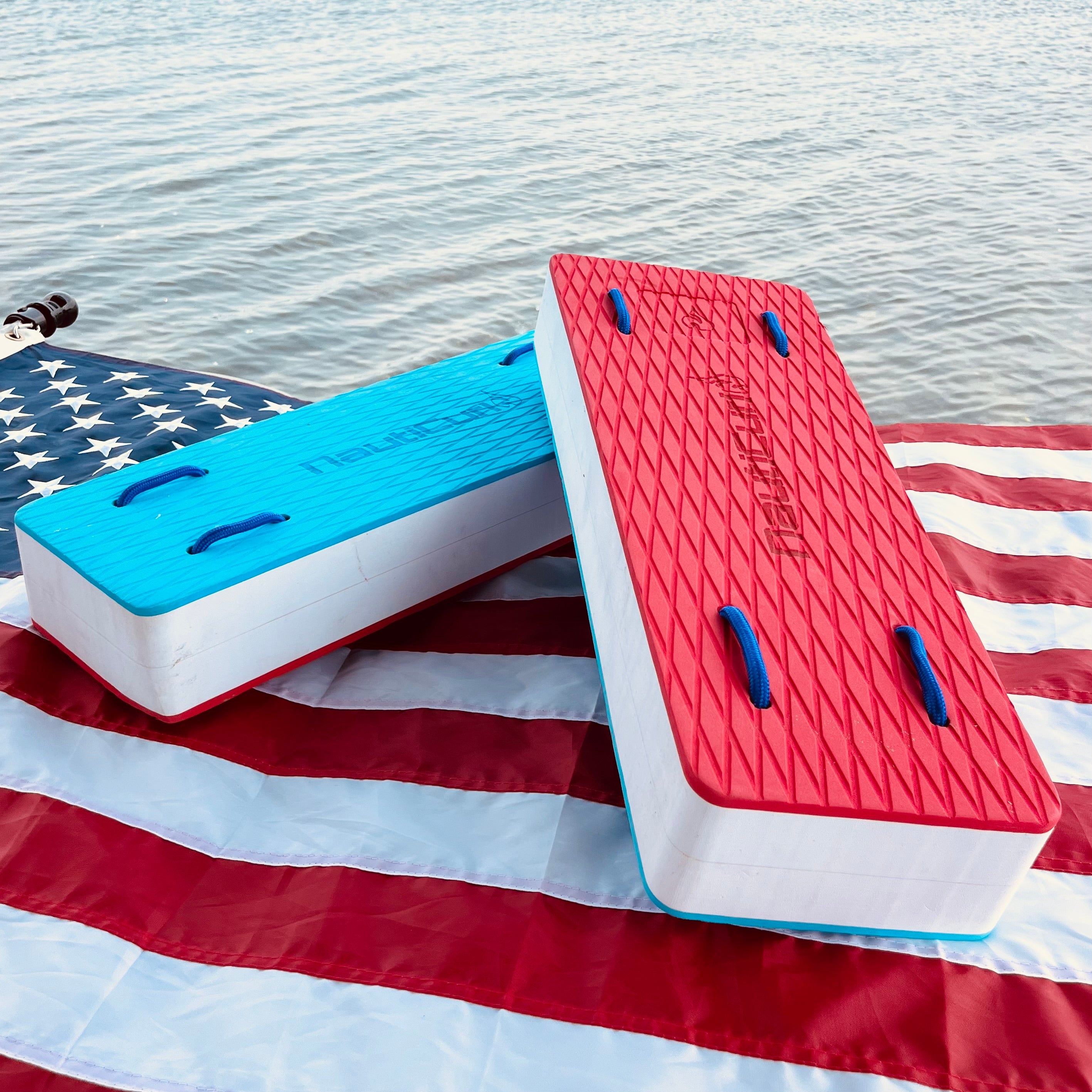 Colorful NautiFender flat boat fender by NautiCurl LLC, showing a durable rubber boat bumper with vibrant color options.