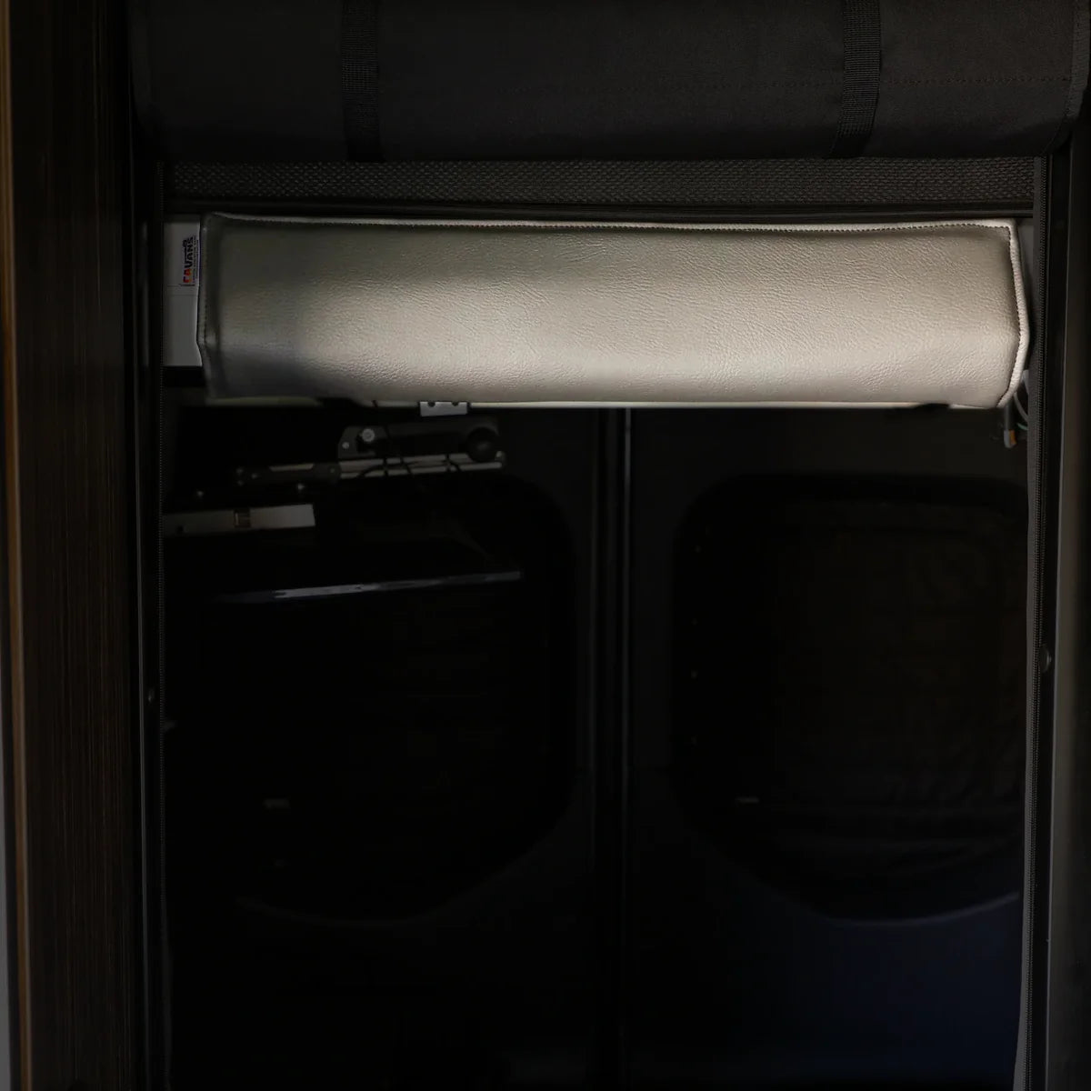 Canyon Adventure Vans Head Bumper bed for 2019+ REVEL, CAV branded product, showing the head bumper and bed setup for REVEL camper van