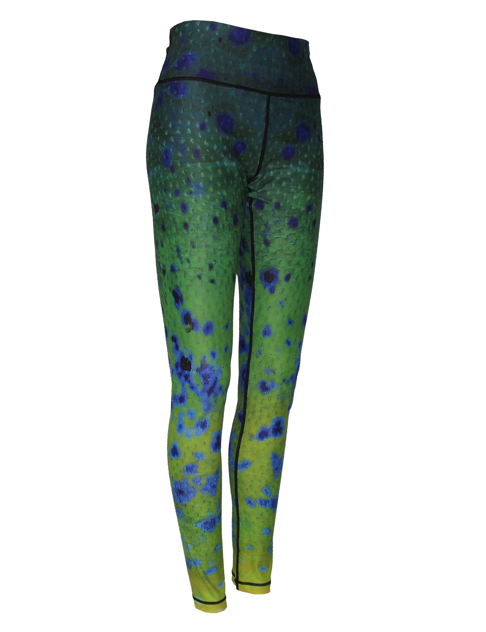 Dorado fish print patterned all sport leggings from Cognito Brands, Inc. featuring vibrant aquatic design and comfortable fit.