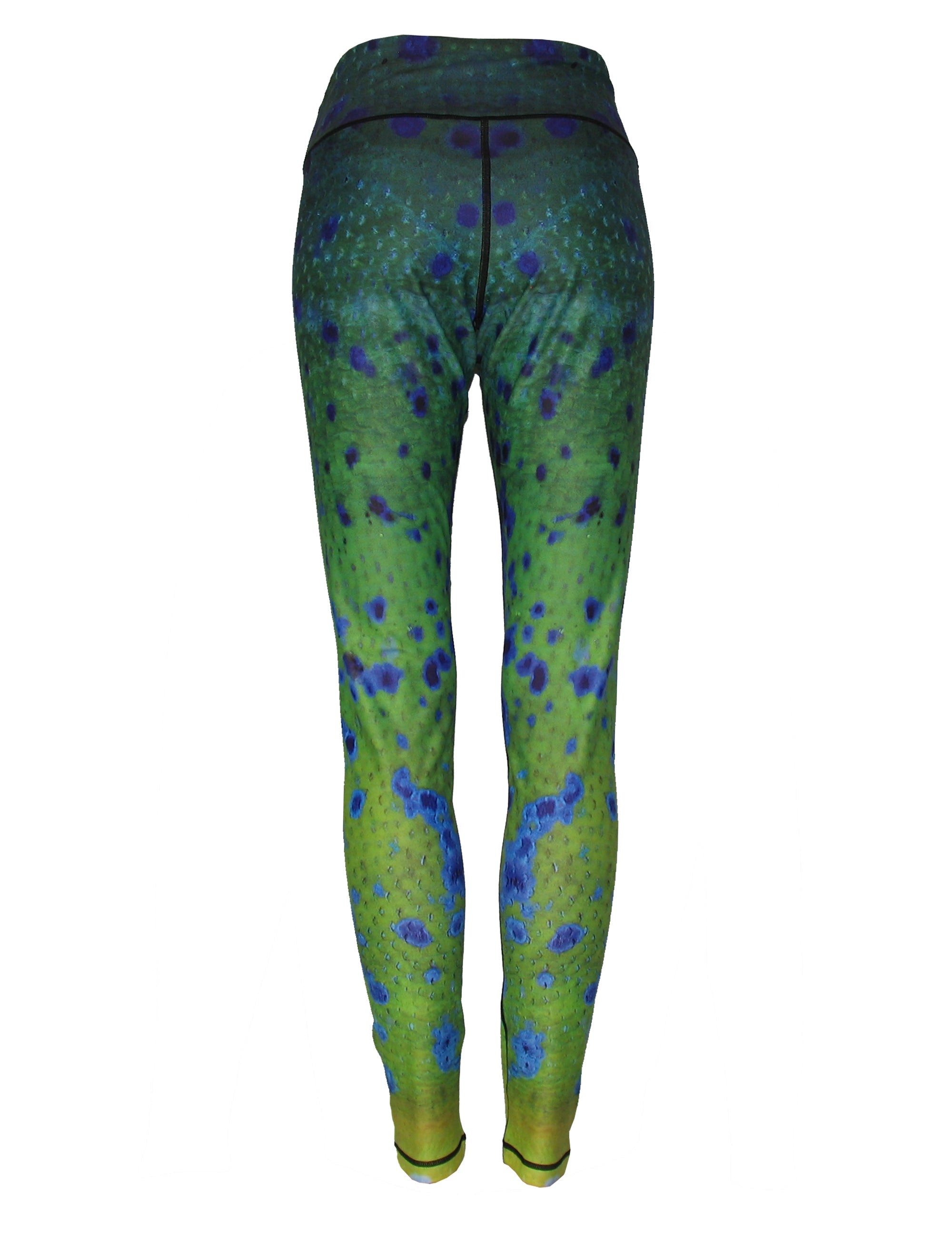 Dorado fish print patterned all sport leggings by Cognito Brands, Inc., featuring vibrant aquatic-themed design and stretchy athletic fabric.