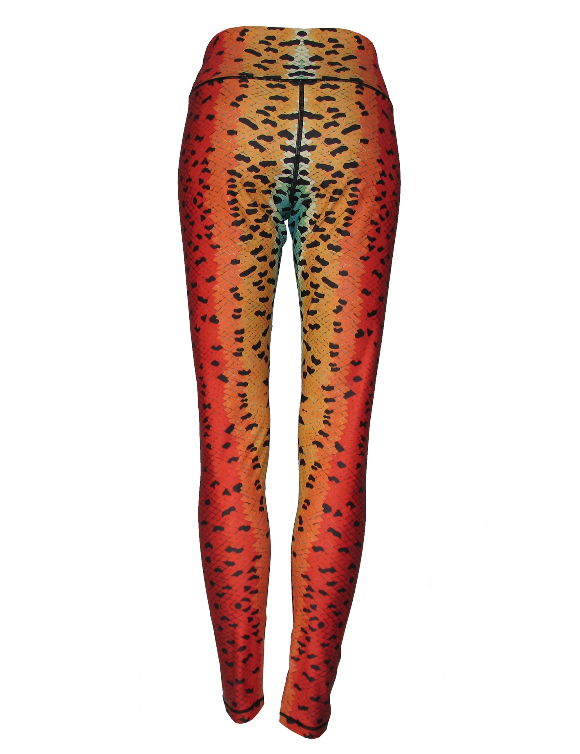 All sport leggings with a colorful Rainbow2 trout fish print pattern by Cognito Brands, Inc.