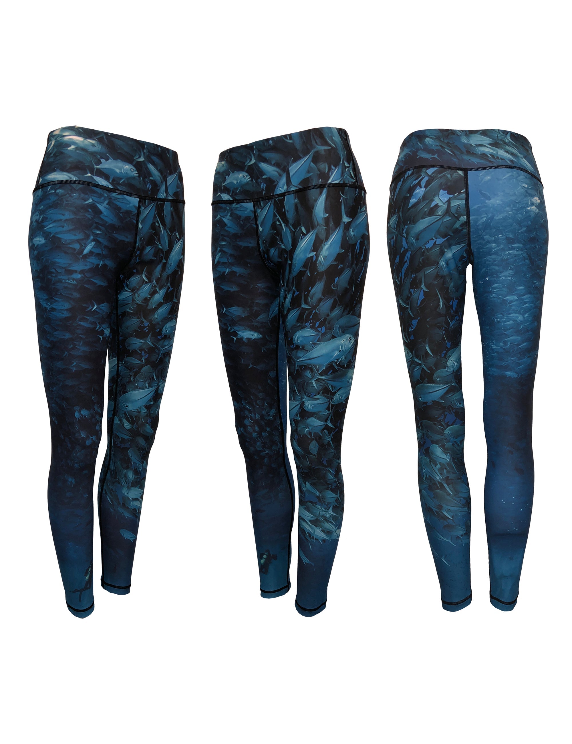 All sport leggings by Cognito Brands with a scuba jacks ocean print pattern, featuring vibrant marine-inspired design.