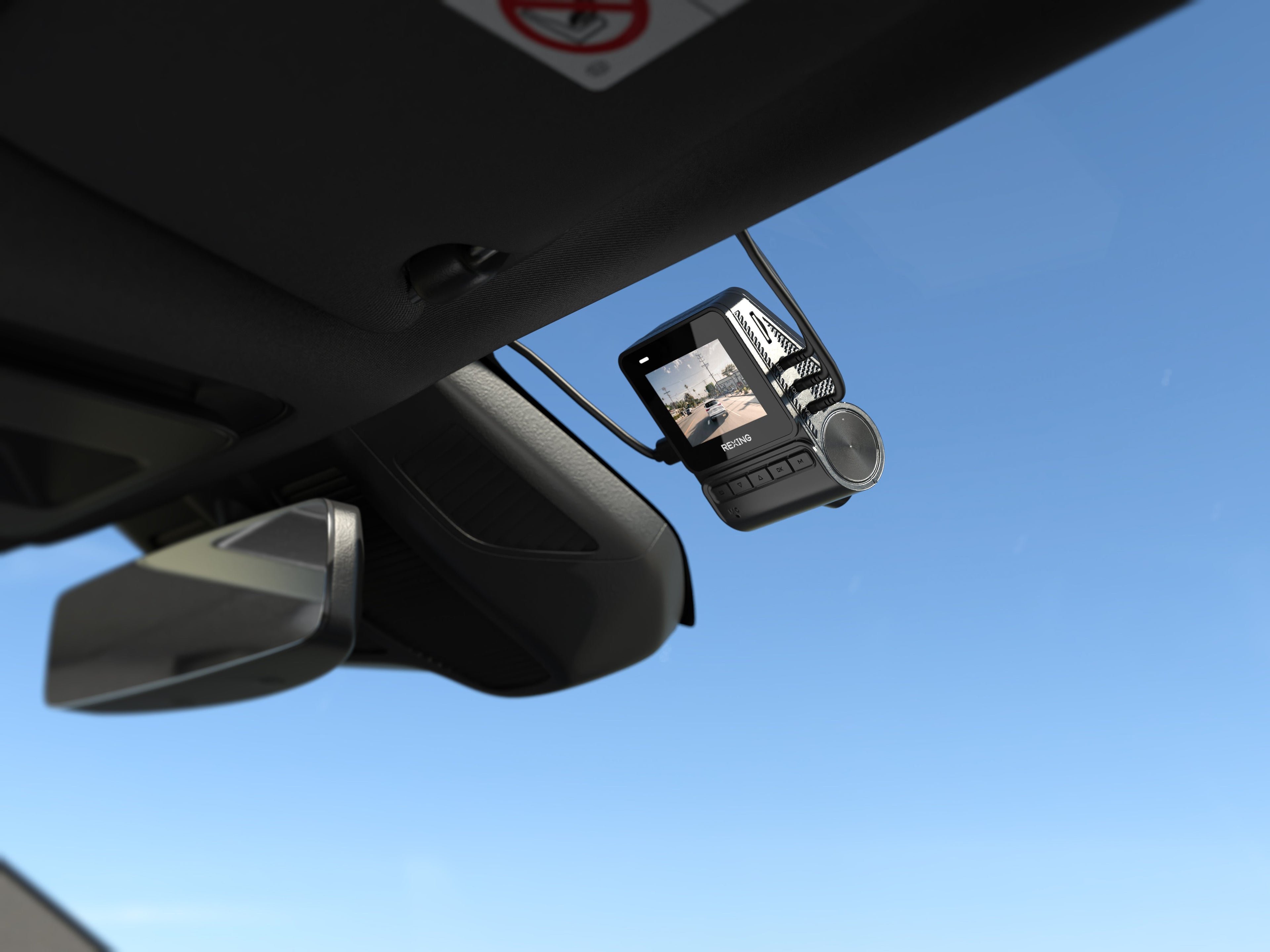 Rexing V1P Flex X4 4K WiFi dual dash cam in black showing front and rear camera lenses side by side.