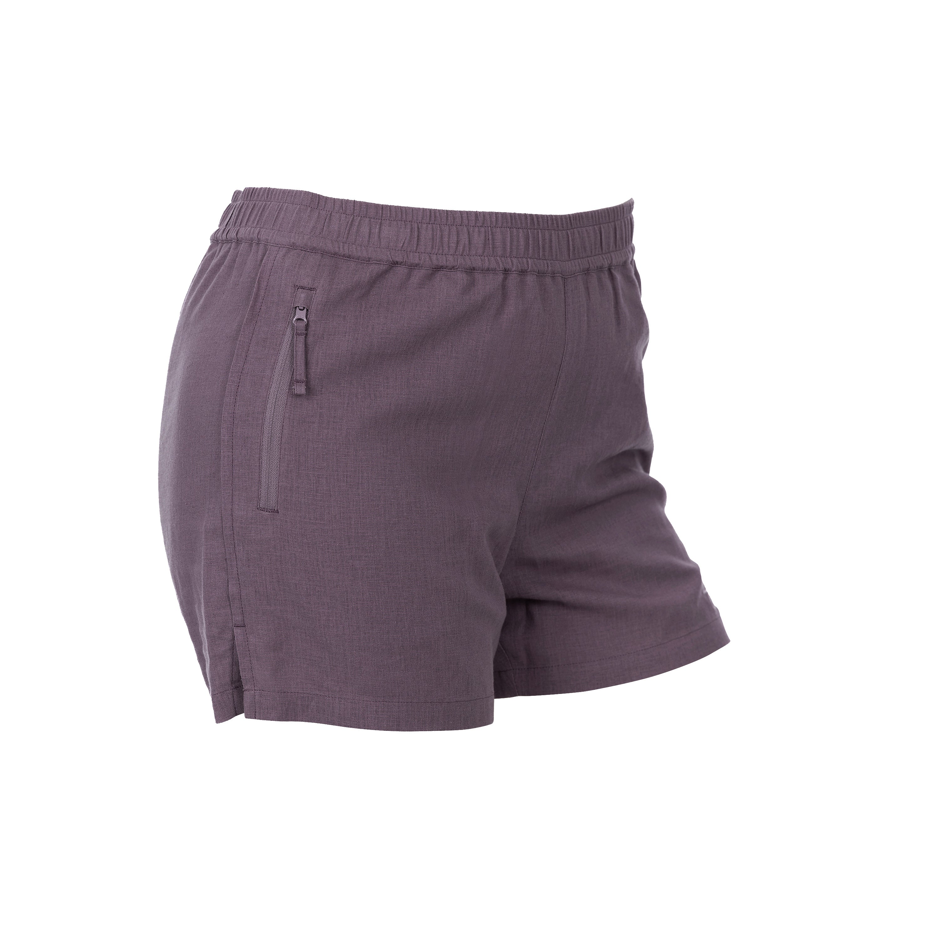 Side view of DSG OUTERWEAR Nicole Short in purple Agate, showcasing the stylish design and fit of the women's shorts.