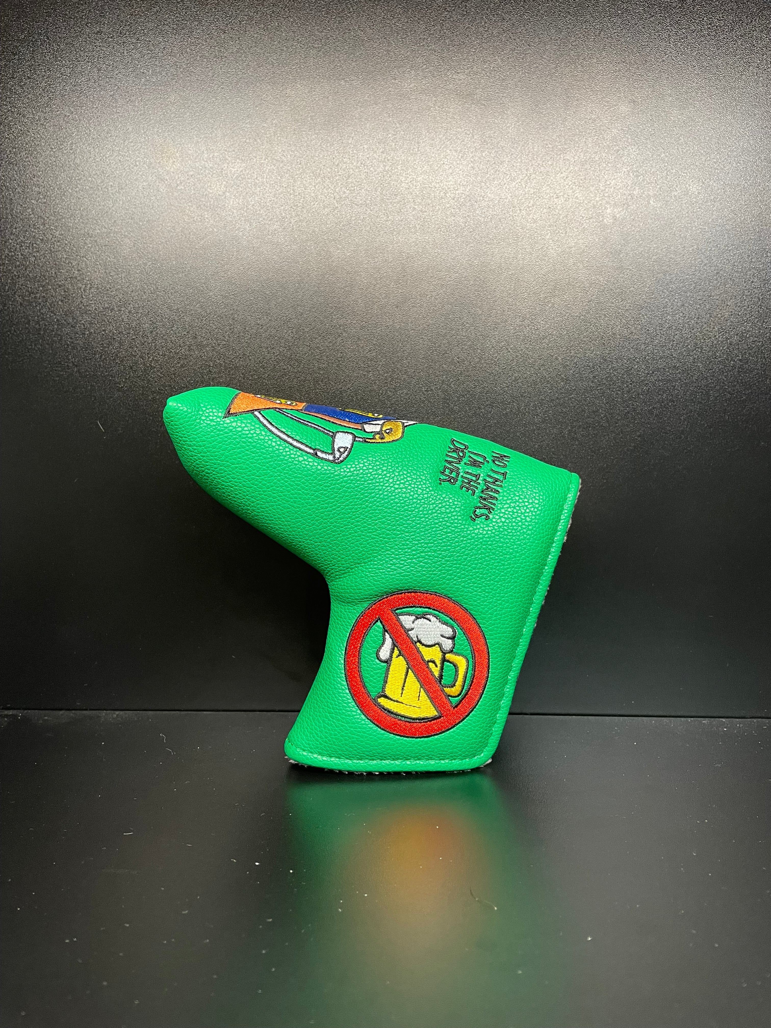 ParWestGolf No Thanks, I’m the Driver headcover for golf clubs, featuring bold text and durable fabric.