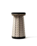 EverUncharted Nomad Seat in Sand Stone with woven fabric and wooden legs, designed for stylish indoor or outdoor seating.