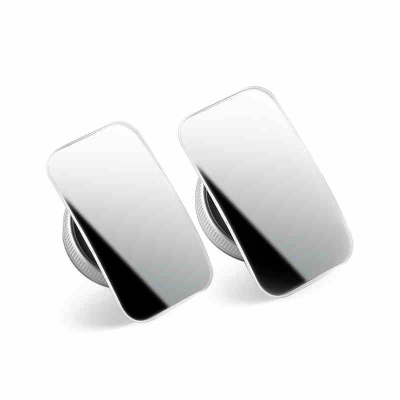 Motorcycle blind spot assist rearview mirror by Bean's Moto Booth showing a clear reflective surface for enhanced visibility.