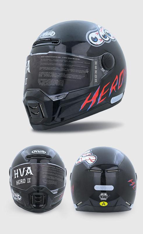 Decorative HVA™ Retro Full-Face Motorcycle Helmet from Bean's Moto Booth, styled as vintage motorcycle decor piece.