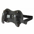 Motorcycle rear seat safety grab handle by Bean's Moto Booth, mounted on a motorcycle seat for passenger support and safety.