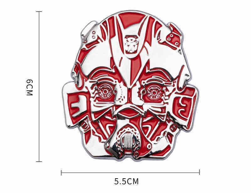 Transformers metal emblem featuring the iconic Autobot logo, designed by Bean's Moto Booth, with a shiny metallic finish.