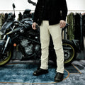 VOLERO™ CreamGuard Men’s Motorcycle Jeans from Bean's Moto Booth, showing durable black motorcycle pants with protective knee armor.