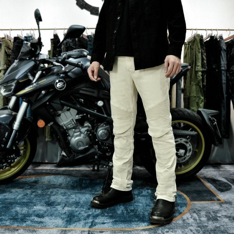 VOLERO™ CreamGuard Men’s Motorcycle Jeans from Bean's Moto Booth, showing durable black motorcycle pants with protective knee armor.