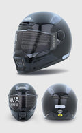 Decorative HVA™ Retro Full-Face Motorcycle Helmet replica by Bean's Moto Booth, featuring vintage design details.