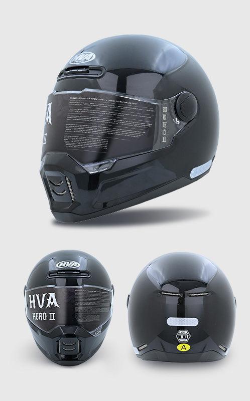 Decorative HVA™ Retro Full-Face Motorcycle Helmet replica by Bean's Moto Booth, featuring vintage design details.