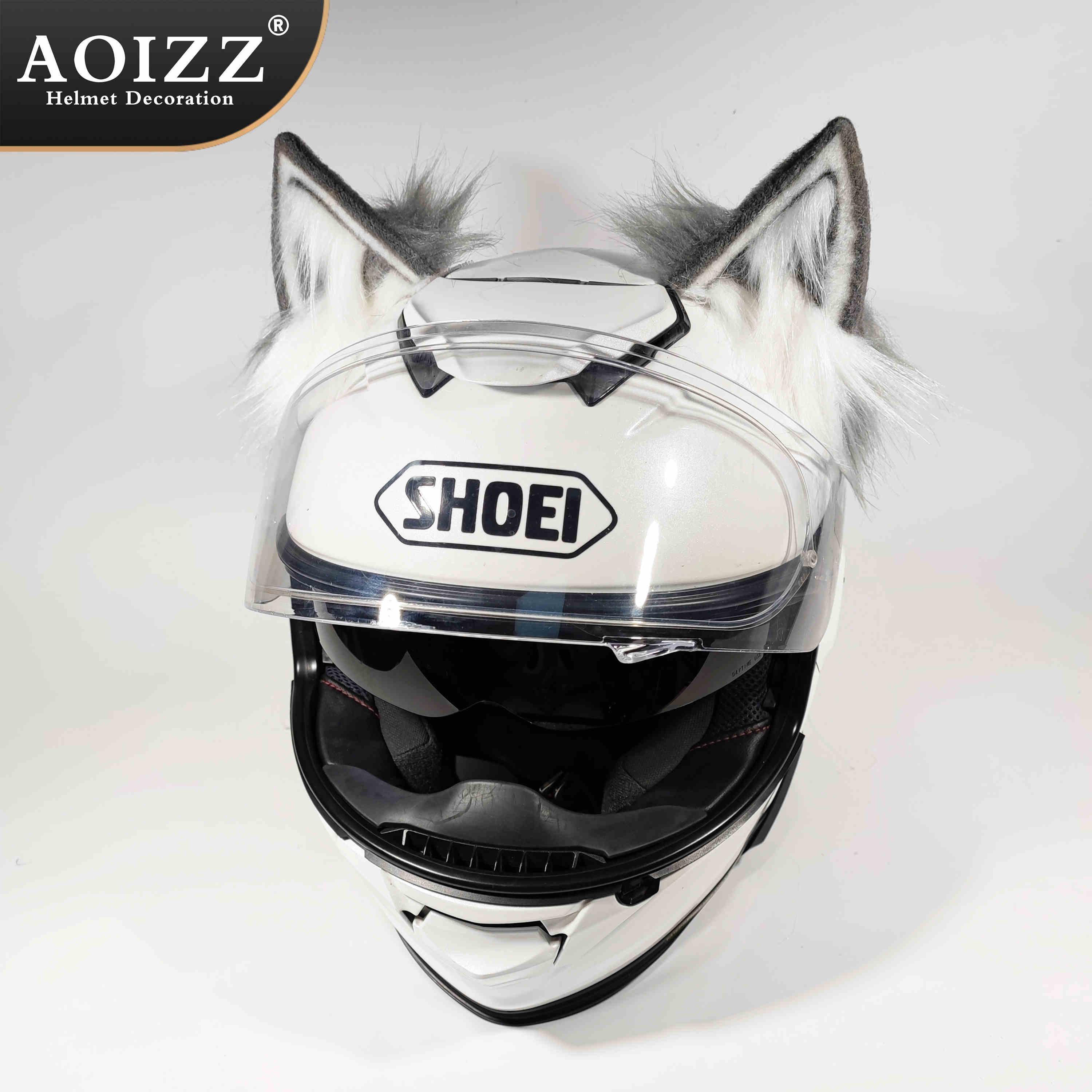 Decor featuring AOIZZ™ Handmade Cat Ear Helmet decoration by Bean's Moto Booth, with detailed cat ear design on a helmet-shaped decor piece.