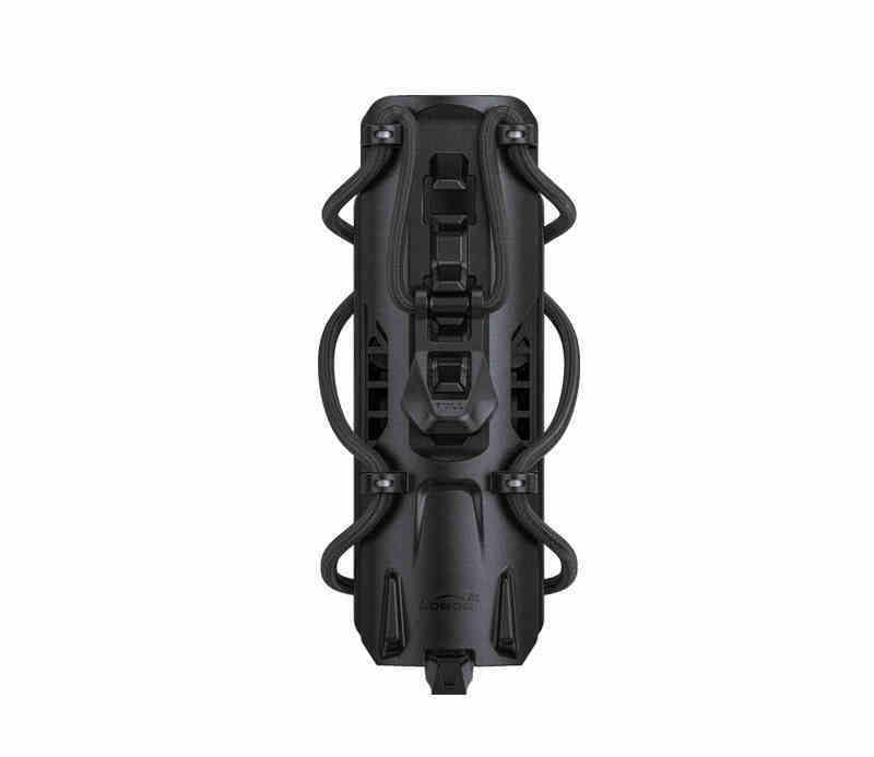 Motorcycle water bottle fire extinguisher holder from Bean's Moto Booth, designed for secure attachment on motorcycle accessories.