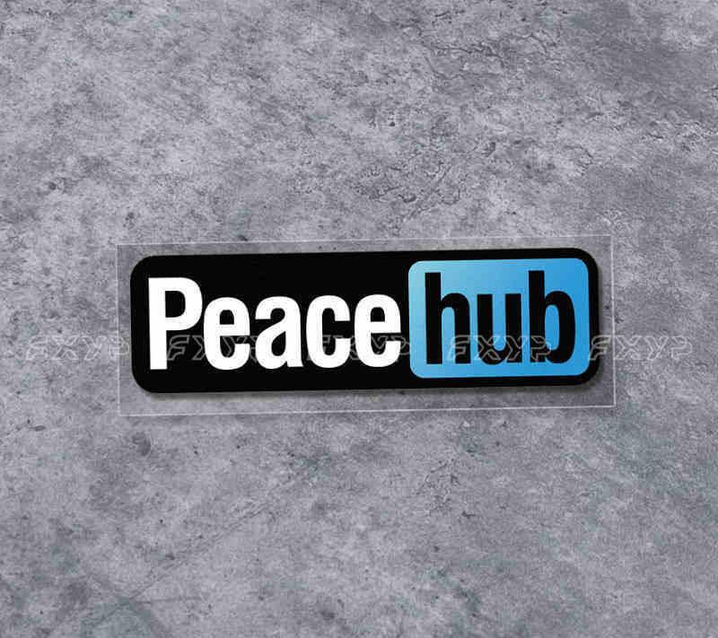 Peace Hub sticker decor by Bean's Moto Booth featuring a colorful peace symbol design on a white background