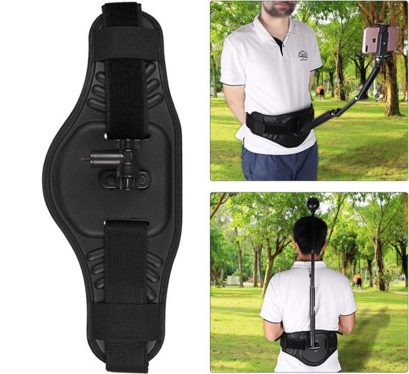 Bean's Moto Booth Insta360 camera waist mount attached to a rider, showcasing secure, hands-free camera positioning for dynamic footage.