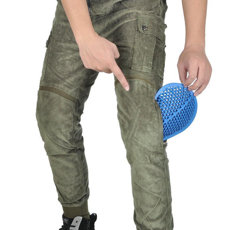 Loong Biker™ Kevlar Corduroy motorcycle pants for men with reinforced knee protection, designed for riding comfort and durability.