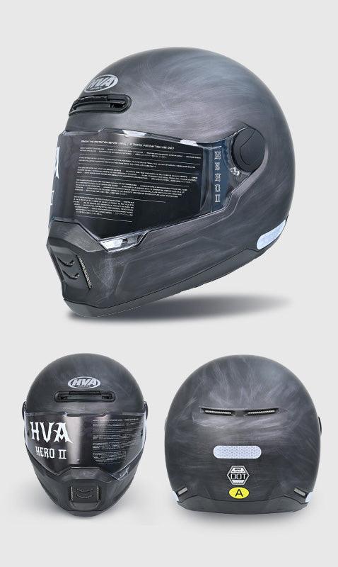 Decorative HVA™ Retro Full-Face Motorcycle Helmet from Bean's Moto Booth, vintage style with detailed design.