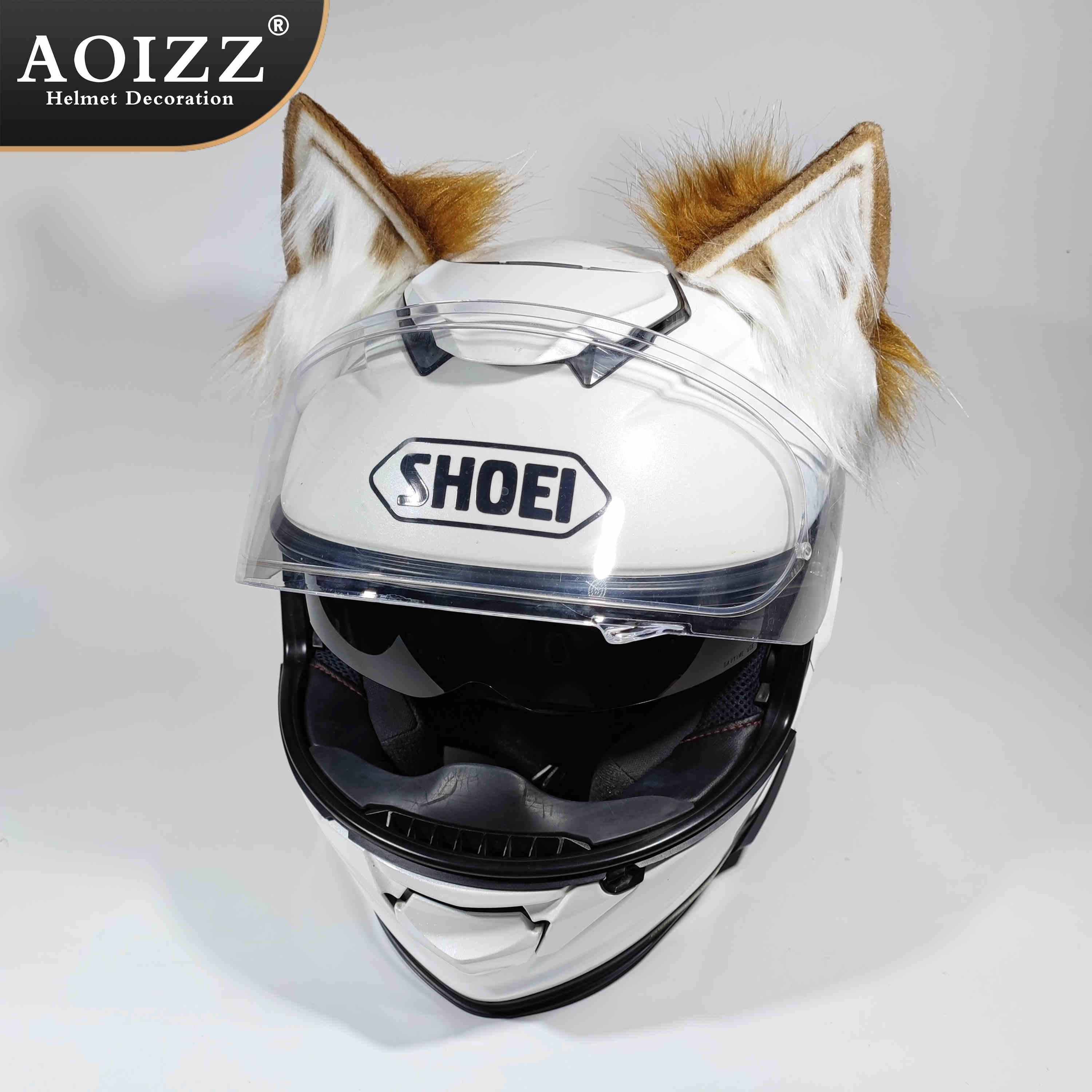 Handmade AOIZZ™ cat ear helmet decor by Bean's Moto Booth, featuring playful cat ear design on a decorative helmet accessory.