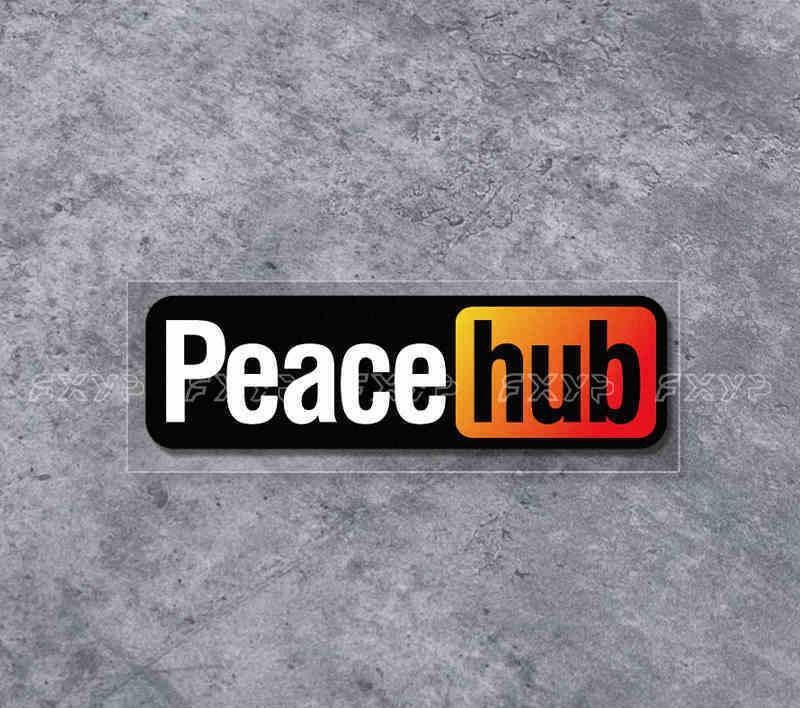 Decor peace hub sticker by Bean's Moto Booth featuring a colorful, eye-catching design ideal for customizing surfaces.
