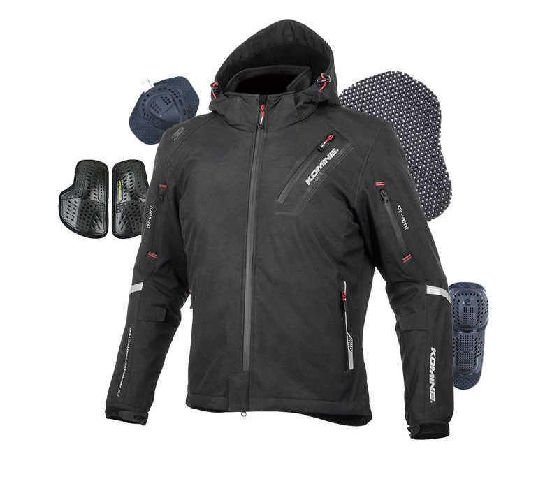 Bean's Moto Booth KOMINE Japanese motorcycle insulated riding racing jacket for autumn and winter, with protective padding and reflective details.