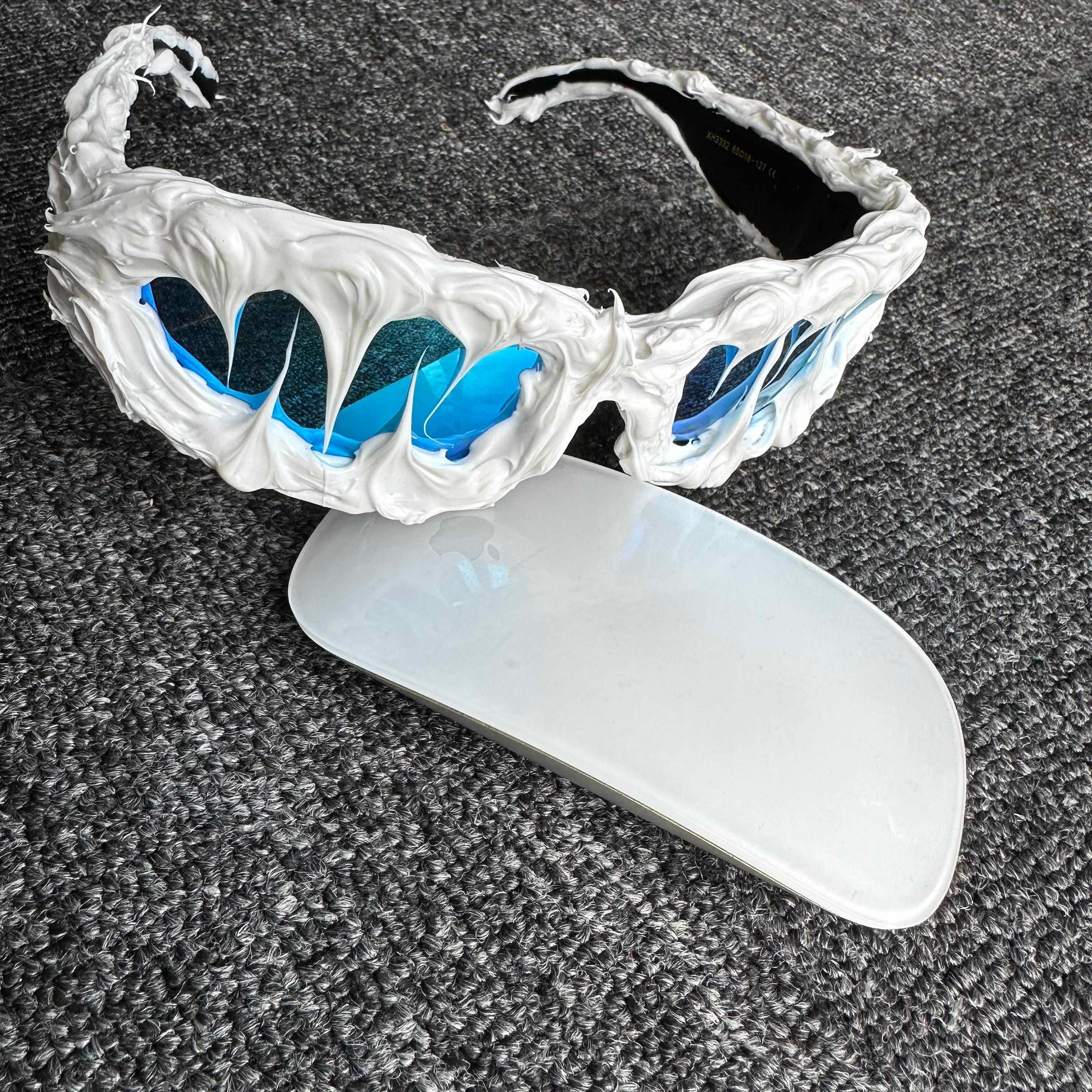 Handcrafted Pioneer epoxy sunglasses with clear lenses, featuring a stylish frame and Bean's Moto Booth branding.