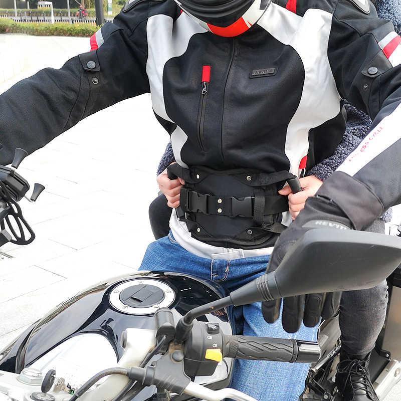 Motorcycle rear seat safety grab handle by Bean's Moto Booth, mounted on the back of a motorcycle for passenger security.