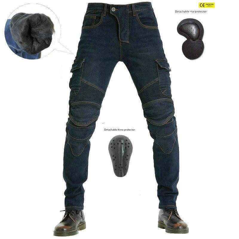 Bean's Moto Booth VOLERO™ Silent Thunder winter motorcycle riding pants in black, with reinforced knee areas and waterproof material.