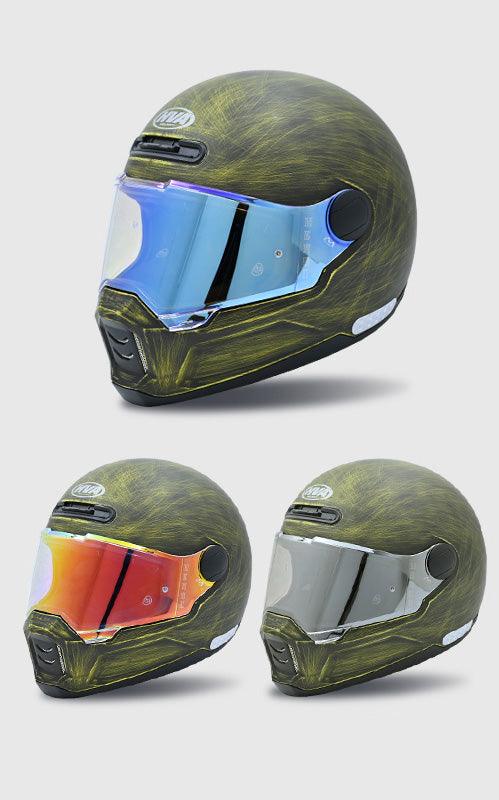 Decorative HVA™ Retro Full-Face Motorcycle Helmet from Bean's Moto Booth, displayed as a stylish vintage-themed decor piece.