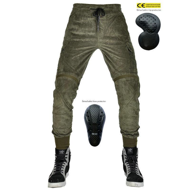 Loong Biker™ Kevlar Corduroy motorcycle pants for men, durable riding gear with reinforced Kevlar and stylish corduroy fabric.