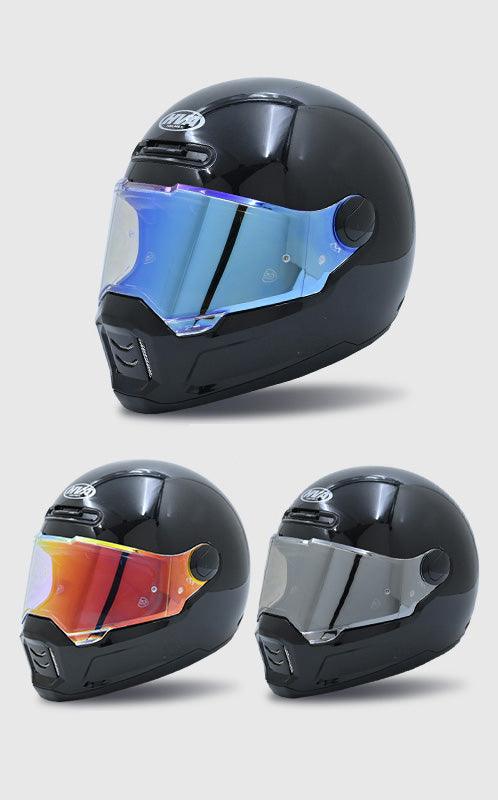 Decor image of a vintage-inspired HVA™ Retro Full-Face Motorcycle Helmet by Bean's Moto Booth, featuring classic design details.