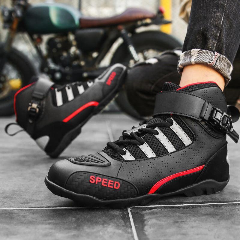 Bean's Moto Booth 4 Seasons™ PowerStride motorcycle riding shoes with durable leather and protective features for safe riding.