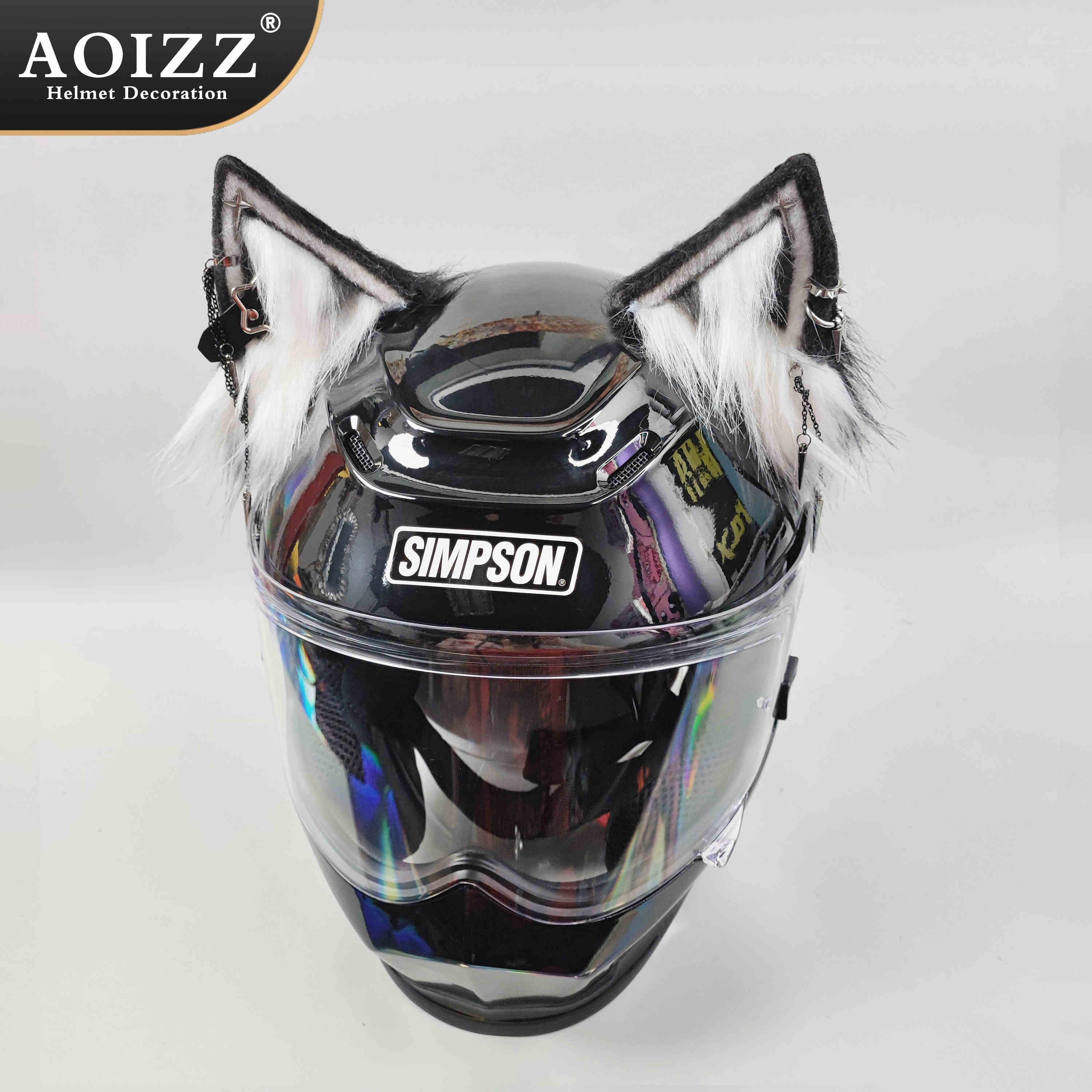 Handmade cat ear helmet decor by Bean's Moto Booth featuring playful cat ear design, perfect for motorcycle or bike-themed decor.