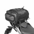 Rhinowalk™ motorcycle touring tail bag by Bean's Moto Booth mounted on a motorcycle, featuring durable design and spacious storage.