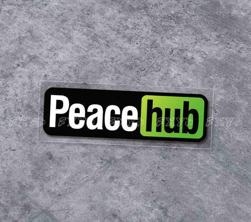 Decor peace hub sticker by Bean's Moto Booth featuring a colorful, artistic design for decorating laptops, water bottles, or notebooks.