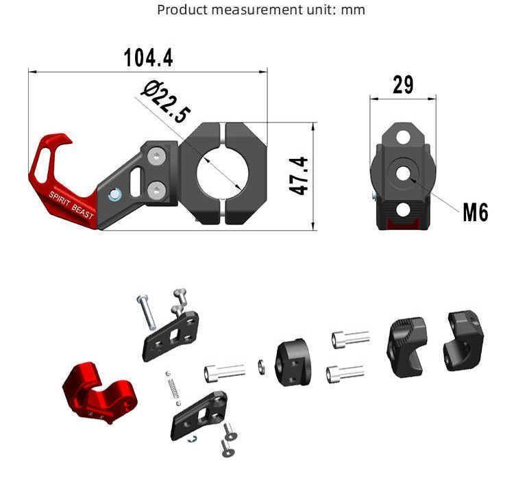 Motorcycle aluminum CNC alloy crash bar hook by Bean's Moto Booth, designed as a durable accessory for motorcycle protection.