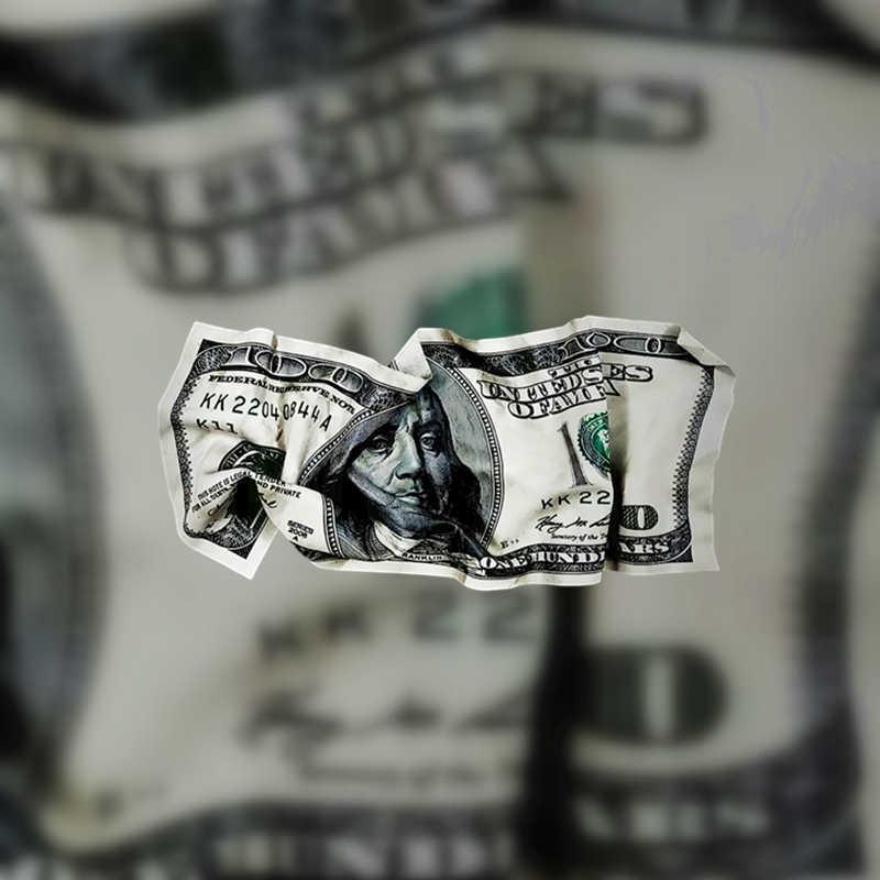 Funny wrinkled dollar sticker used as decor, featuring realistic dollar bill design from Bean's Moto Booth.