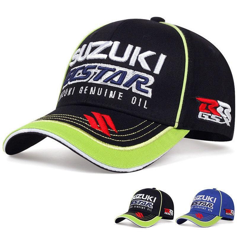 Decorative sport motorcycle baseball cap by Bean's Moto Booth featuring a stylish design and adjustable fit.