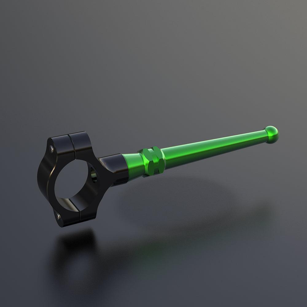 Aluminum alloy motorcycle kickstand extension rod by Bean's Moto Booth, designed for improved stability on bikes.