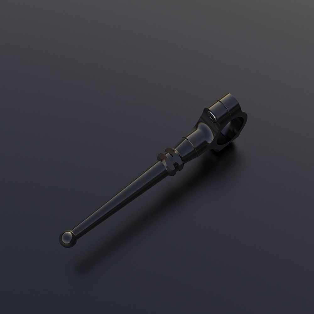 Aluminum alloy motorcycle kickstand extension rod by Bean's Moto Booth, shown attached to a motorcycle for added stability.